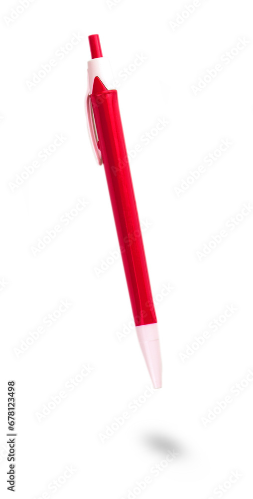 Red ballpoint pen isolated on white background
