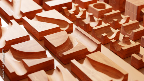 Canvas-taulu Wooden marble run blocks with warm lighting
