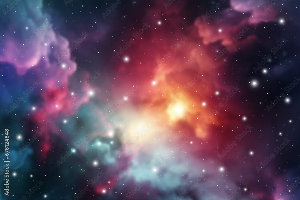 Outer space futuristic background with cosmos and sky. Cosmic background. Universe background. Galaxy vector art.