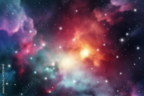 Outer space futuristic background with cosmos and sky. Cosmic background. Universe background. Galaxy vector art. © VeronikaBy