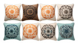 Bohemian Pattern Pillows Isolated on Transparent or White Background, PNG