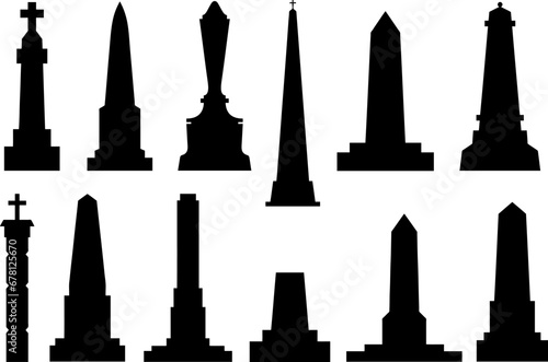 Vászonkép Collage of different obelisks illustration isolated on white