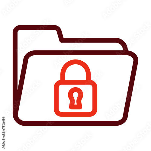 Locked Thick Line Two Colors Icon Design