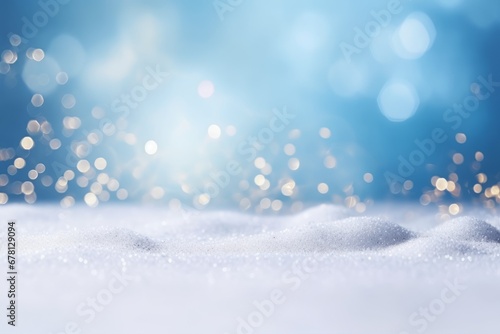 Snowflakes Falling, Bokeh Background, White Snow on Blue Background, Christmas Theme, Christmas Background, Copy Space, Christmas Ornaments © Daniel