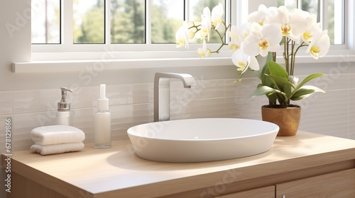 Sleek Simplicity  Minimal Bathroom Vanity AI Generative