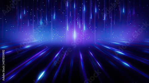 Blue neon laser lines abstract background. Generative AI