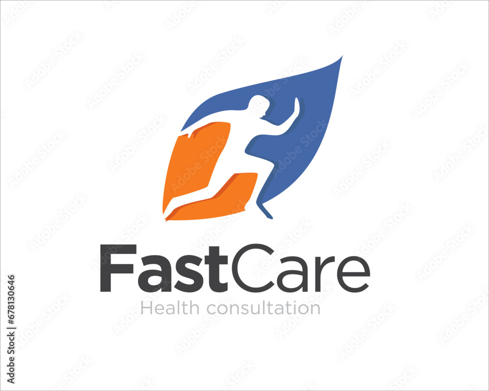 run leaf fast care logo designs for fast health service