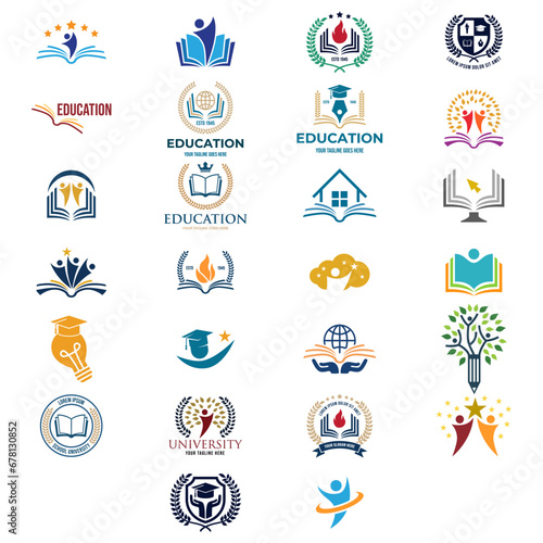 Set of university and college school and logo emblems