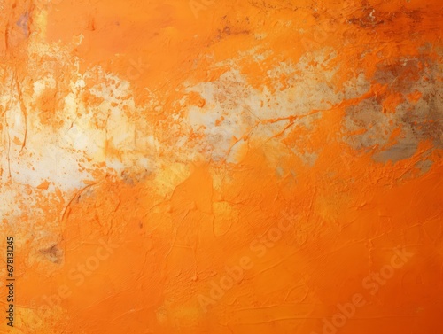 Vibrant orange palette, textured with delicate scratches, Generative AI