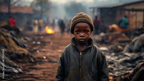 African boy on a street looking at camera, AI generated © imagineRbc