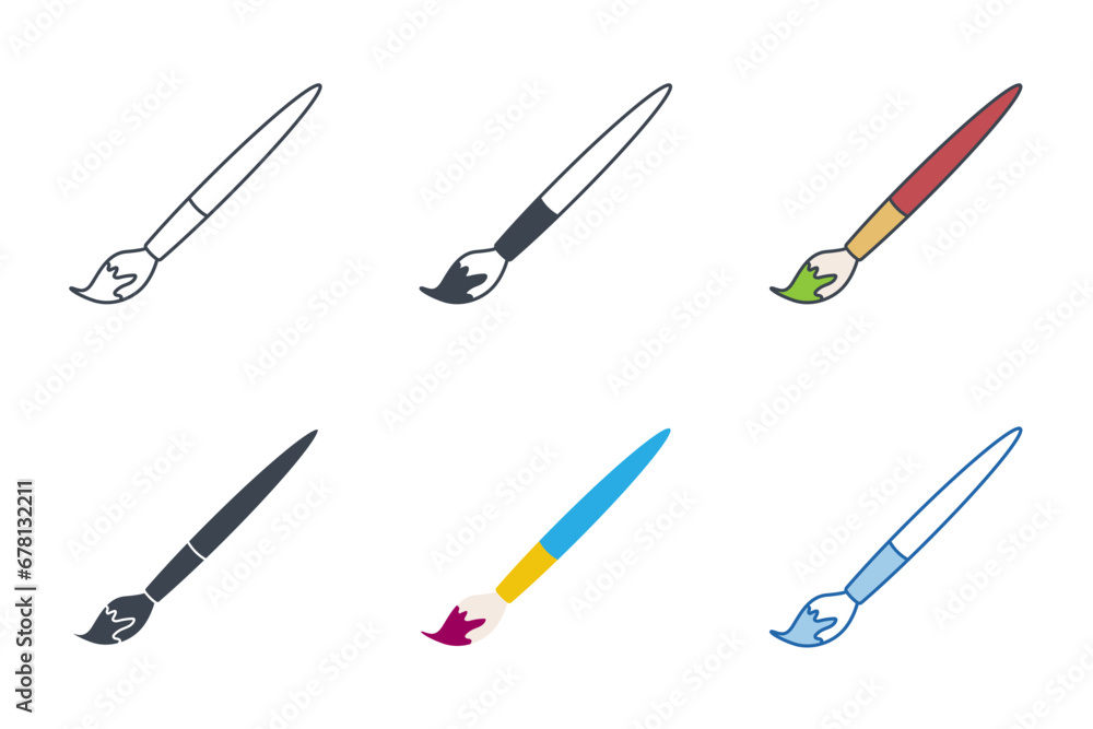Paintbrush icon collection with different styles. brush icon symbol vector illustration isolated on white background