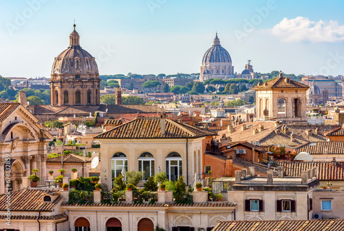 Rome cityscape with dome of St. Peter's basilica in Vatican photo