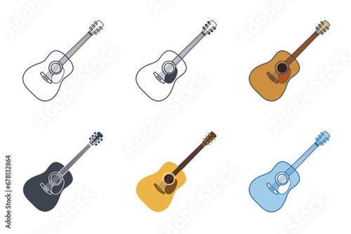 guitar icon collection with different styles. guitar icon symbol vector illustration isolated on white background
