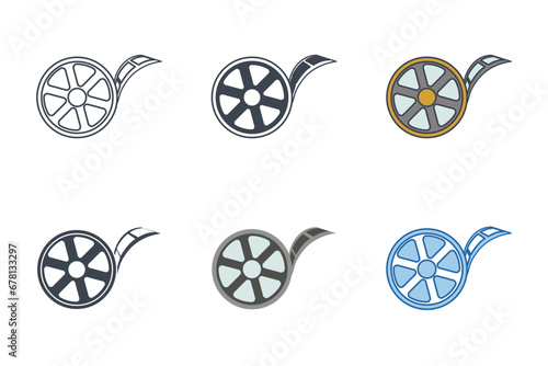 Film Reel icon collection with different styles. Reel Film icon symbol vector illustration isolated on white background