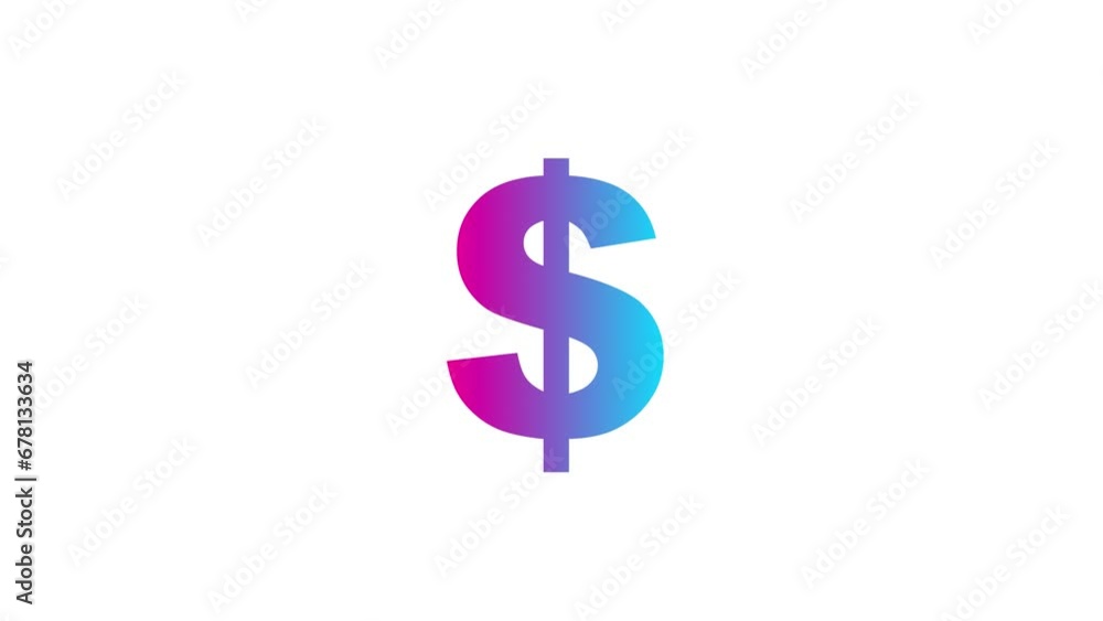 Animated pink blue icon of dollar. Radiance from rays around symbol. Concept of business, money. Flat vector illustration isolated on the white background. Animated pink blue icon of dollar. Radiance from rays around symbol. Concept of business, money. Flat vector illustration isolated on the white background.