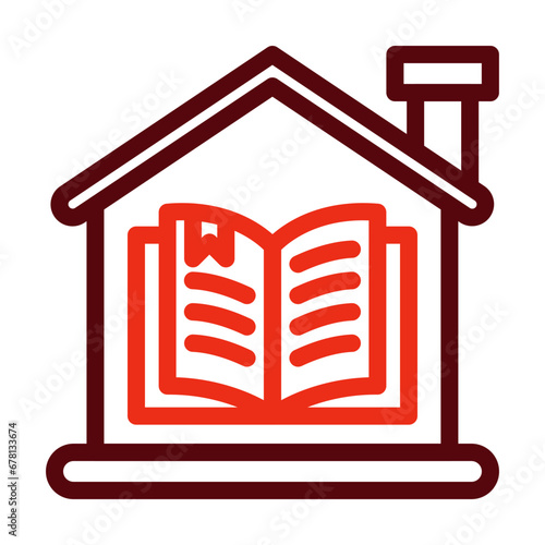 Homeschooling Thick Line Two Colors Icon Design