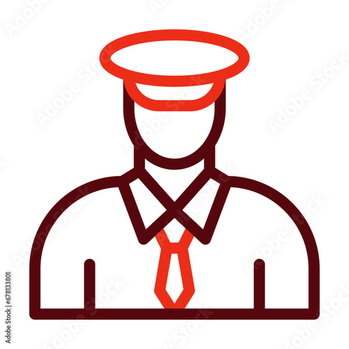 Chauffeur Thick Line Two Colors Icon Design