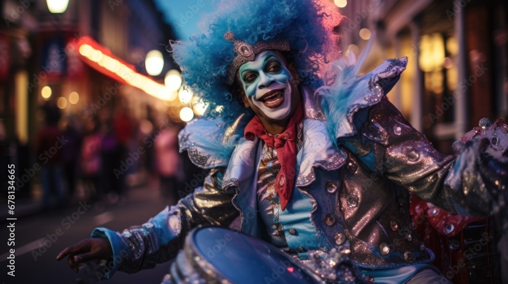 Portrait of Mardi Gras street performer