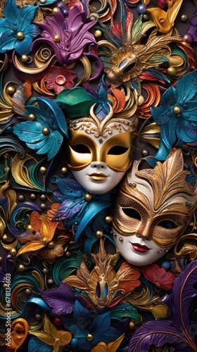 vibrant ornate Mardi Gras masks