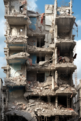 Close-up of a destroyed residential building from military operations © Светлана Парникова
