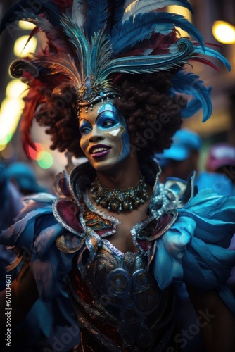 Portrait of Mardi Gras street performer © DyrElena