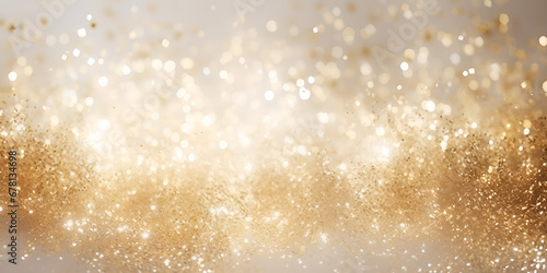 Abstract gold glitter lights background  Golden backdrop with glitter, sequins. Celebration, festive, event. Bokeh effect. Trendy design for Christmas AI Generative  photo