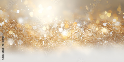 A Mesmerizing Golden Christmas Background with Shimmering Dust Particles and Glittering Lights AI Generative  photo