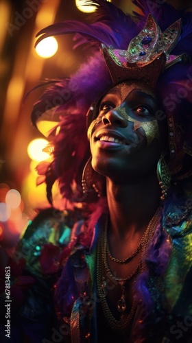 Portrait of Mardi Gras street performer