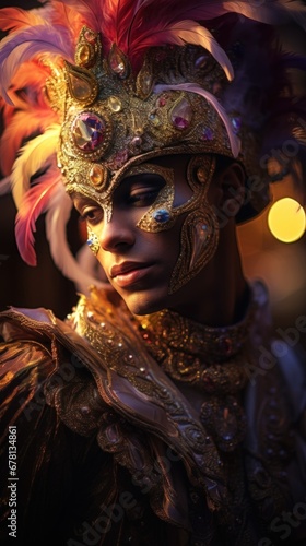 Portrait of Mardi Gras street performer © DyrElena