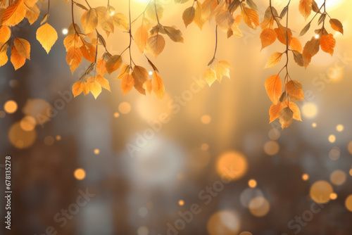 Autumn leaves on the tree, blurred Background