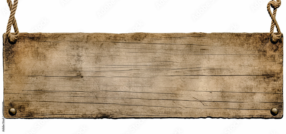 empty wooden sign hanging on a rope on transparent background, png ...
