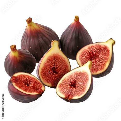 whole and cut figs on a white background