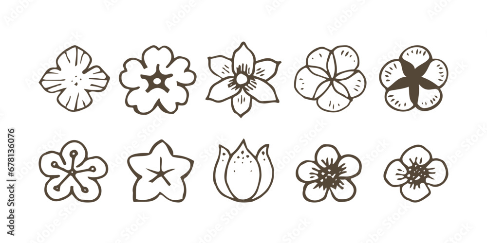 手書き風の花のアイコン集 手書き風の花のアイコン集
