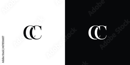 Abstract black and white C or CC letter design logo logotype icon concept with a serif font and elegant style look vector illustration