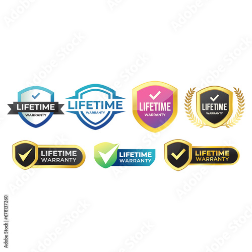 Gradient banner lifetime warranty. Lifetime Warranty label, sticker, seal, badge, icon, logo, signflat vector illustration