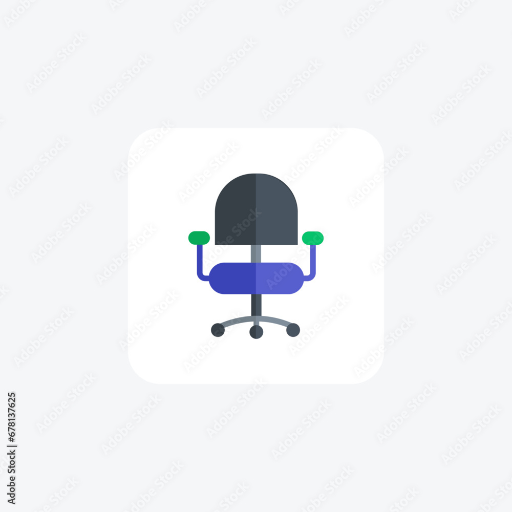 Office chair icon, Office furniture, Seating symbol flat icon, flat color icon, pixel perfect icon Office chair icon, Office furniture, Seating symbol flat icon, flat color icon, pixel perfect icon