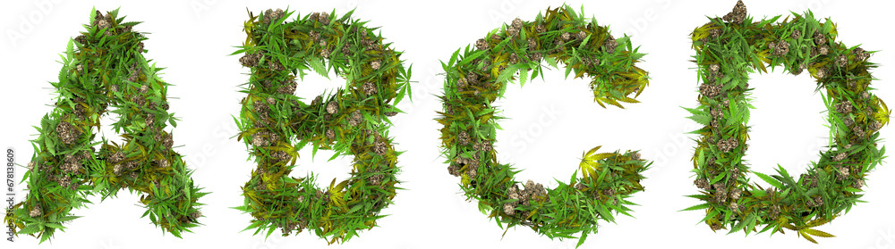 weed and buds font letters 3d render a b c d weed and buds font letters 3d render a b c d