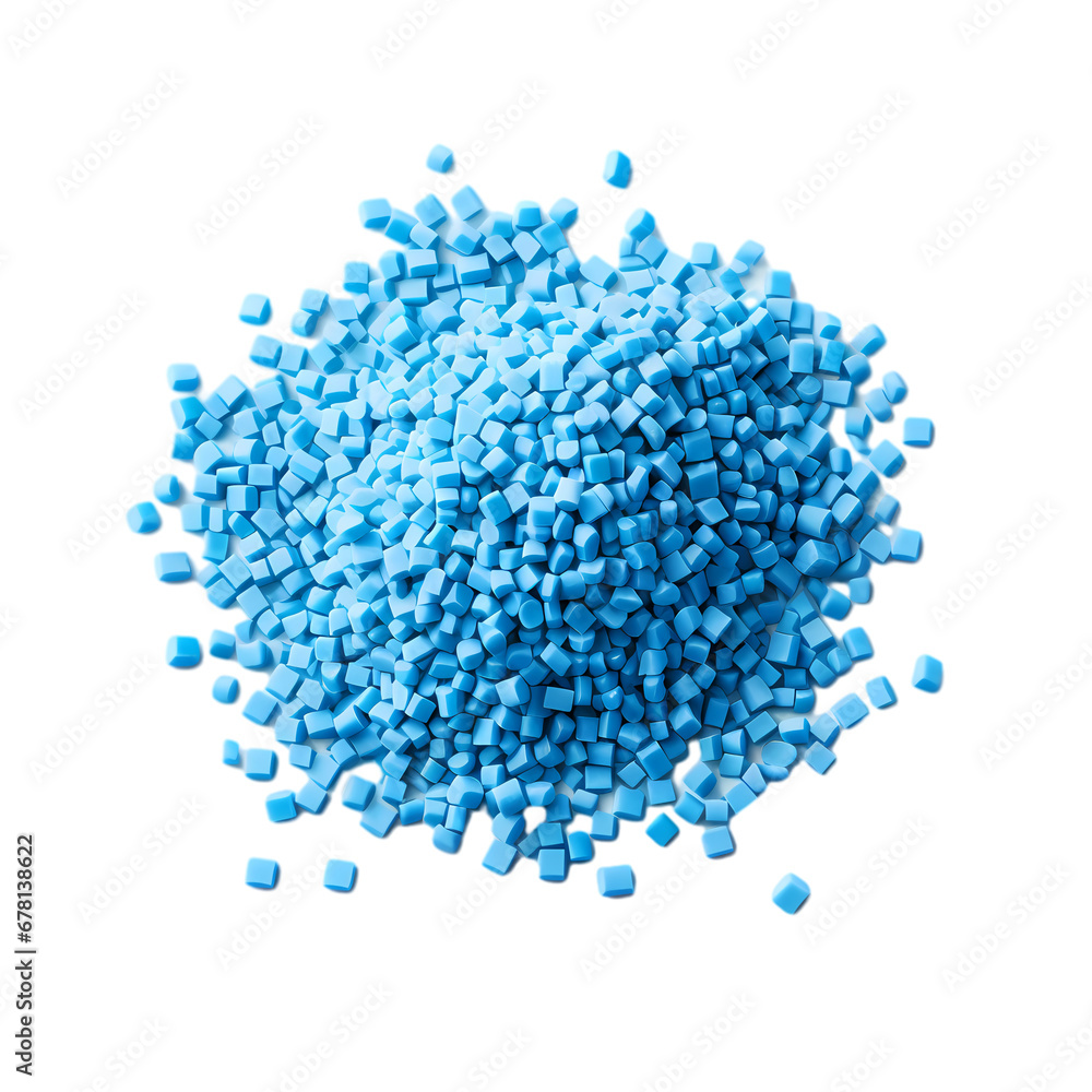 Blue plastic particles on transparent background, white background, isolated, icon material, vector illustration Blue plastic particles on transparent background, white background, isolated, icon material, vector illustration