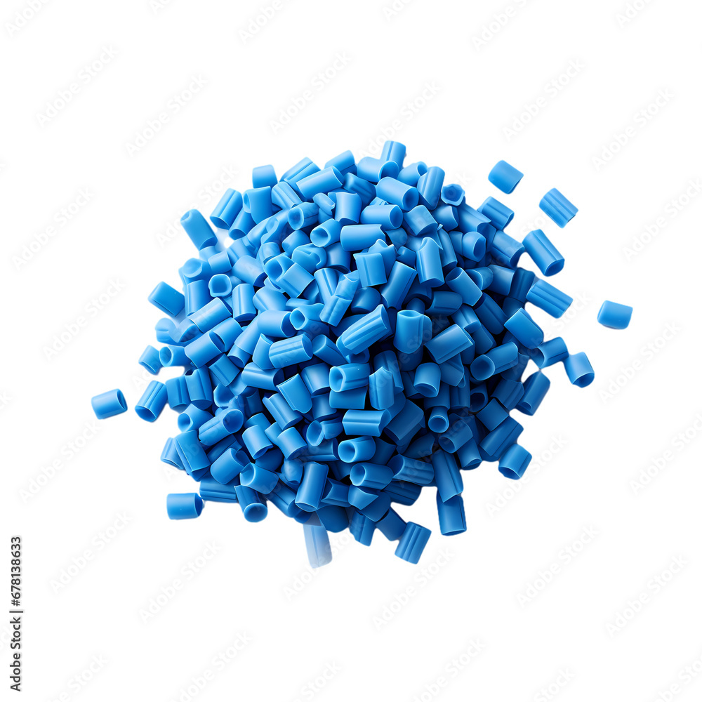 Blue plastic particles on transparent background, white background, isolated, icon material, vector illustration