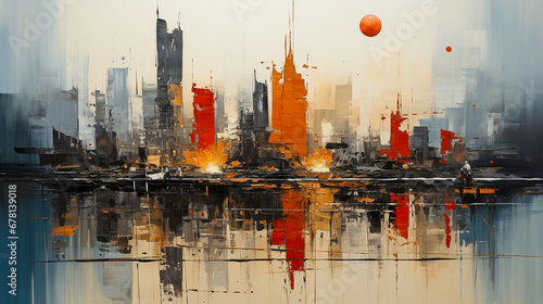 panorama of abstract in painting city