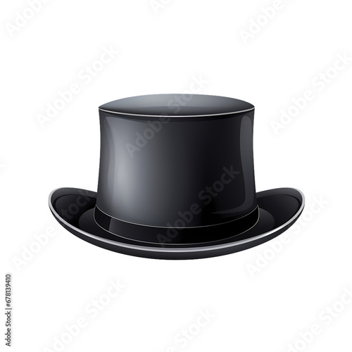 Black top hat on transparent background, white background, isolated, icon material, vector illustration
