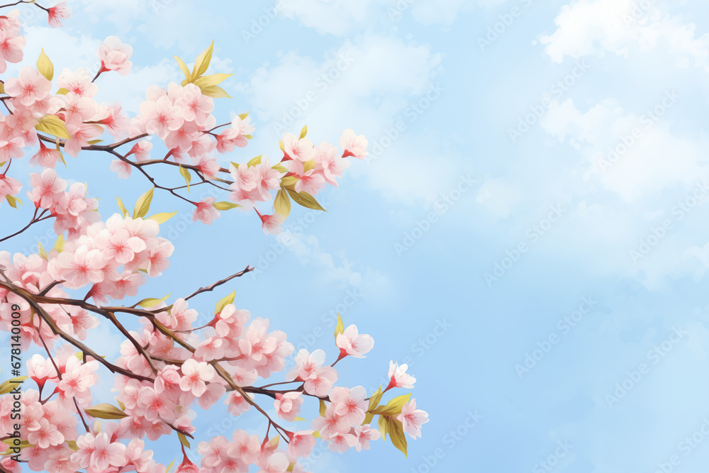Spring branches of cherry blossoms against the sky Spring branches of cherry blossoms against the sky
