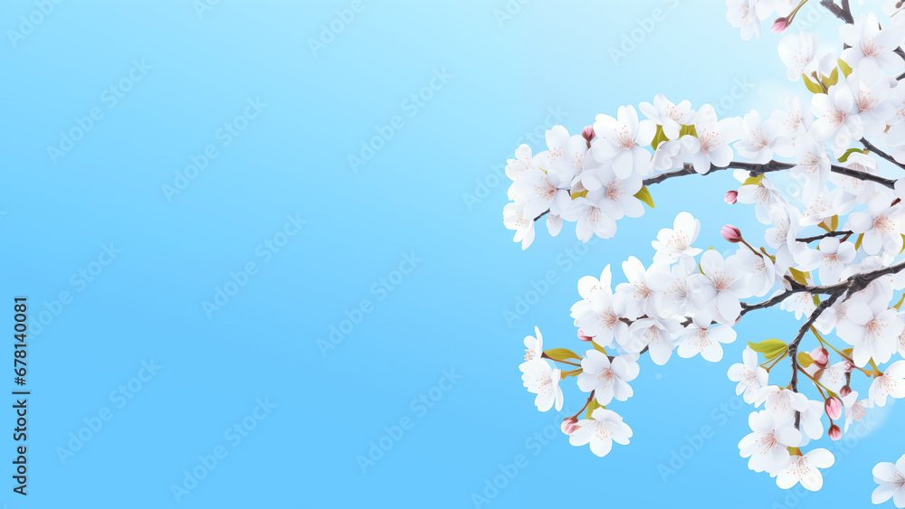 Fototapeta premium Spring branches of cherry blossoms against the sky