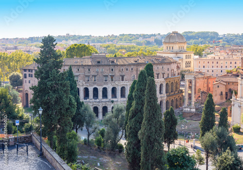 Ancient theater of Marcellus and Great Synagogue of Rome, Italy photo