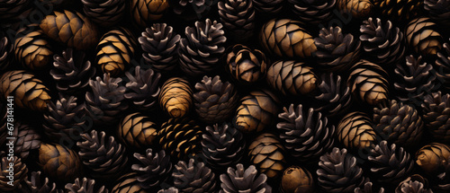 Pine cones background. Computer digital drawing. photo