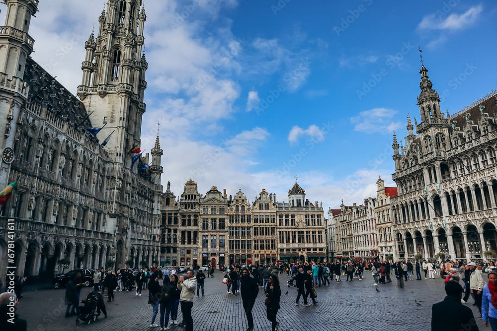 Fototapeta premium Brussels, Belgium - October 21, 2023: The Grand Place (or Grote Markt) is the central square of Brussels, Belgium.