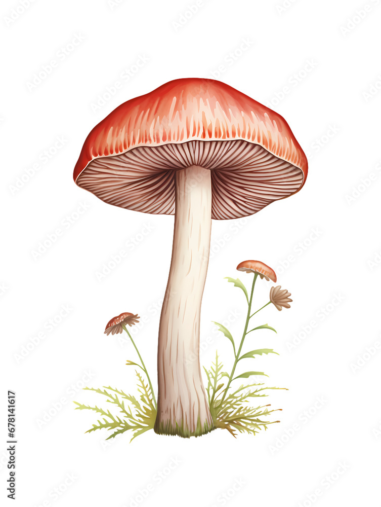 Mushroom on transparent background, white background, isolated, icon material, vector illustration