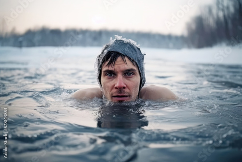 Mann beim Eisschwimmen im einem See © Jürgen Fälchle