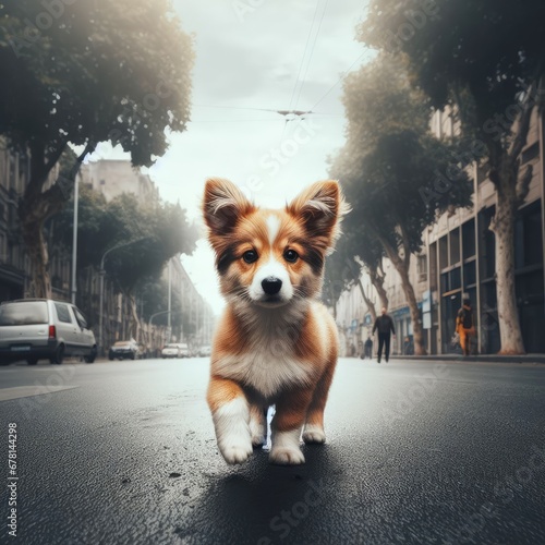 portrait of dog on the street
