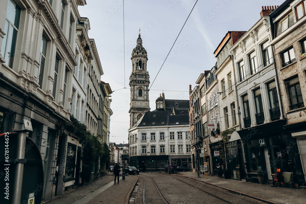 Fototapeta premium Antwerp, Belgium - October 22, 2023: Historic center of Antwerp and beautiful Flemish architecture